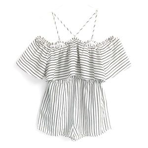 NWT Striped Off-the-Shoulder V-Strap Lucca Couture Romper